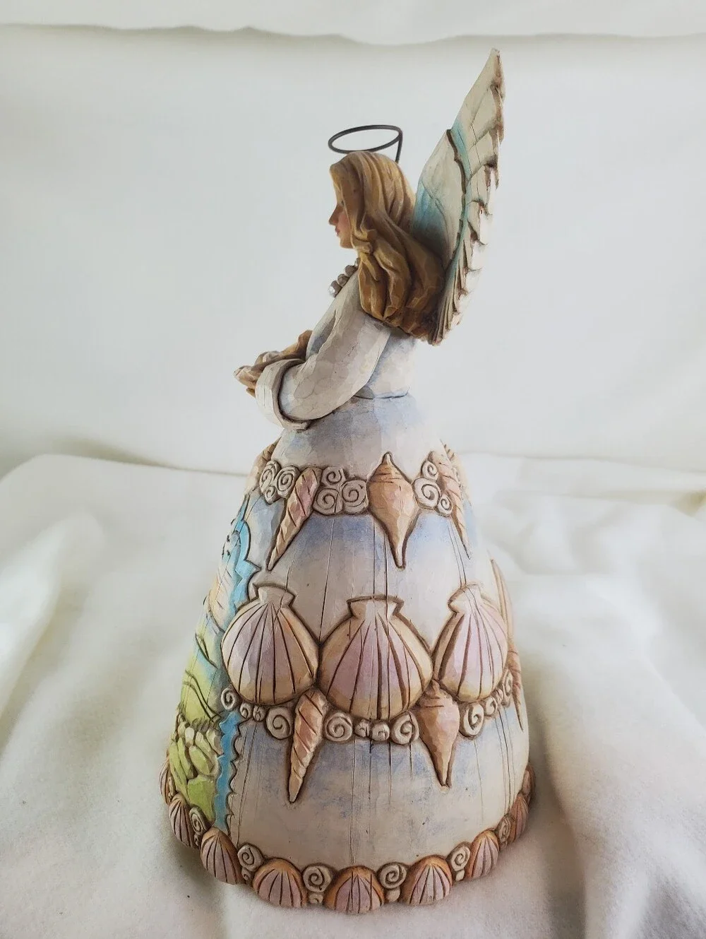 Jim Shore 2003 Angel Figurine Holding Seashell with Pearl, Beach Scene Dress